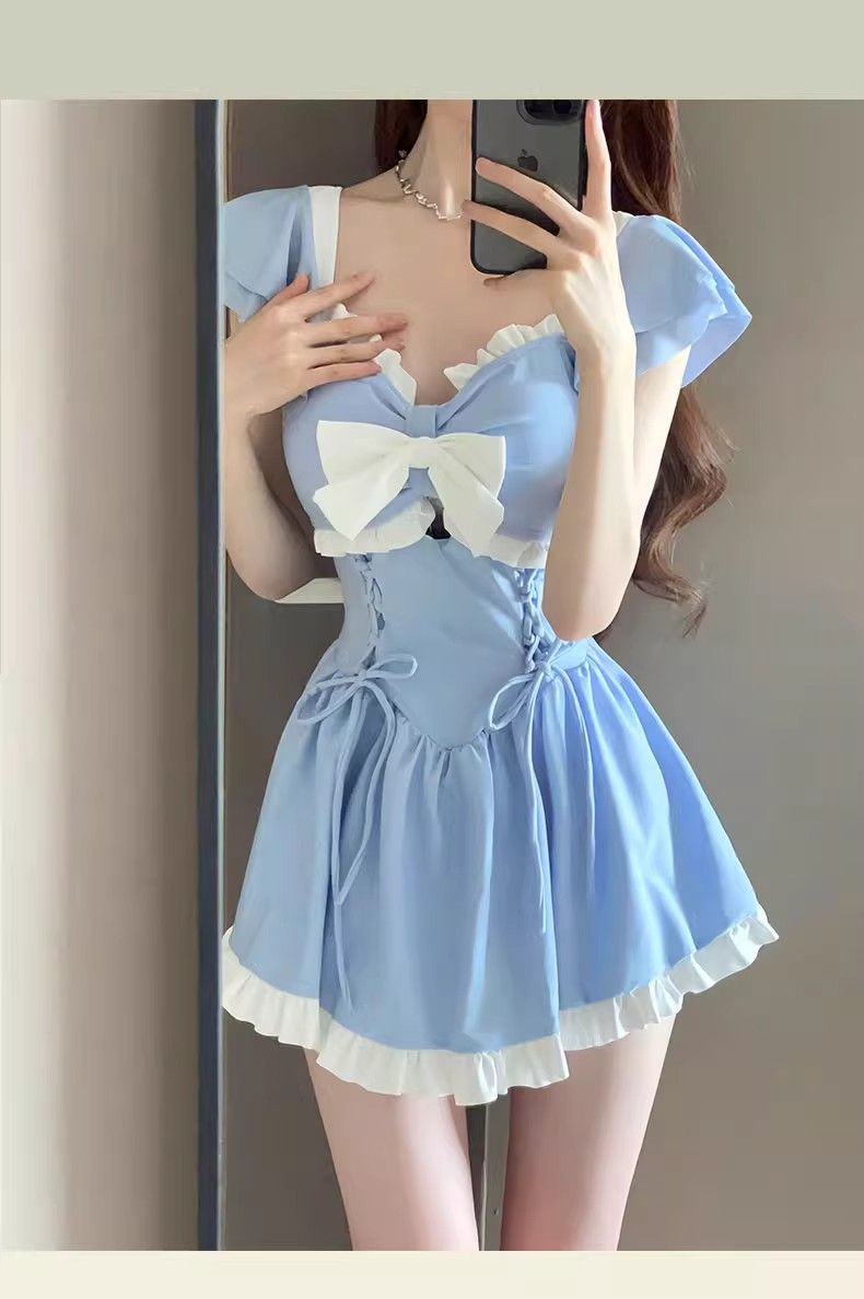 Maillot de bain une pièce pour femme, sensation haut de gamme, nouveau style de robe de princesse mignonne et douce pour l'été, conservateur, flatteur,_voghion.com