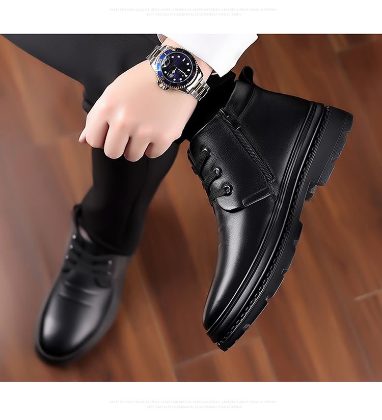 Vīriešu ziemas ādas vilnas un vilnas biezinātas siltas kokvilnas sniega zābaki augstas augšdaļas neslīdoši vīriešu apavi_voghion.com