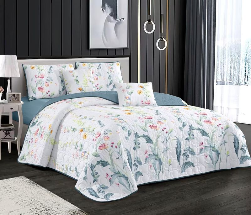 Couverture matelassée trois pièces imprimée respirante lavable en machine pour lit double extra large_voghion.com