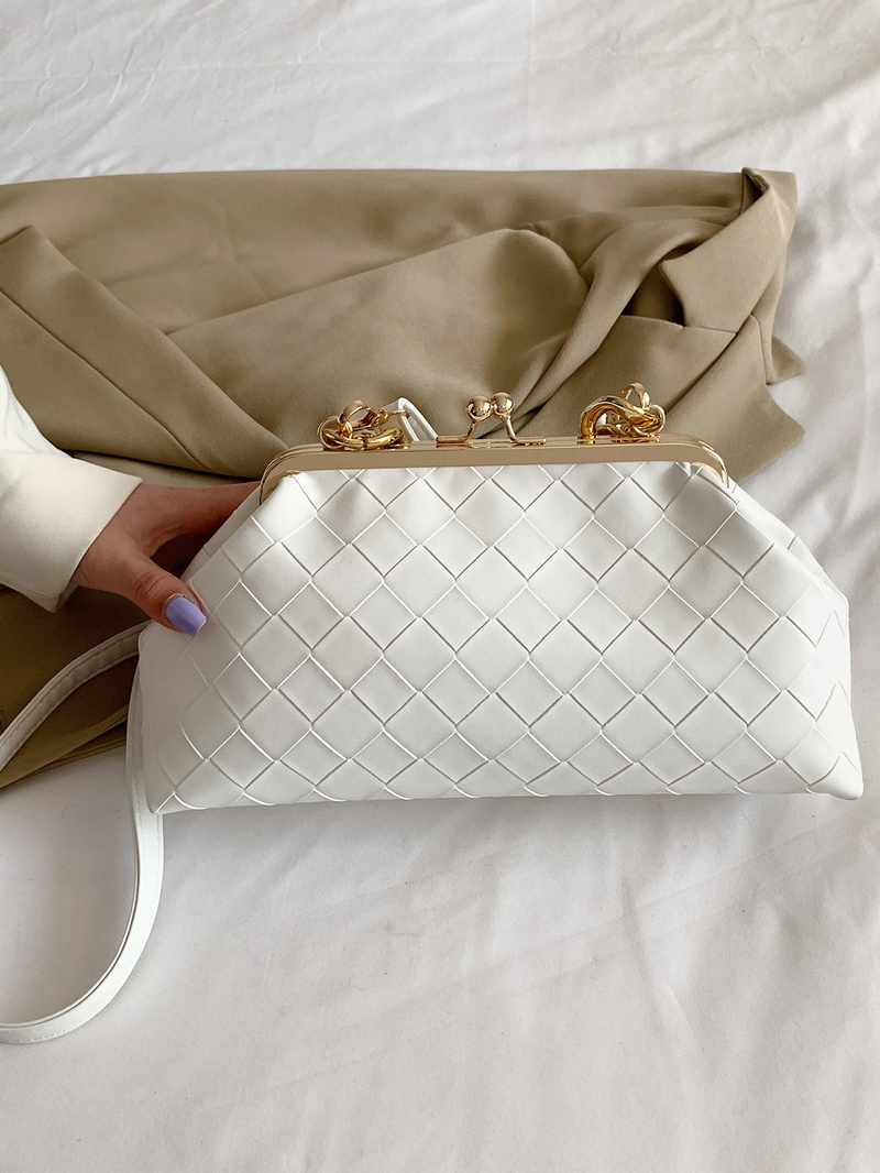 One piece woven Pu bag women's fashion cross-body bag chain decorated women's bag_voghion.com