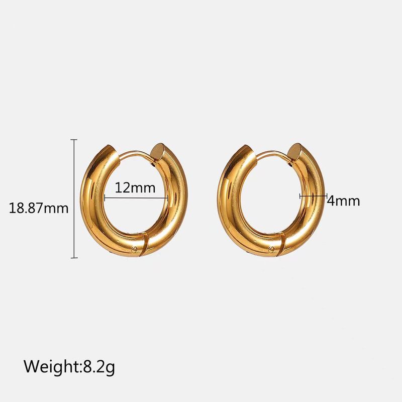 Orecchini a cerchio unisex placcati in oro, stile INS, in acciaio inossidabile, spessi 4 mm_voghion.com