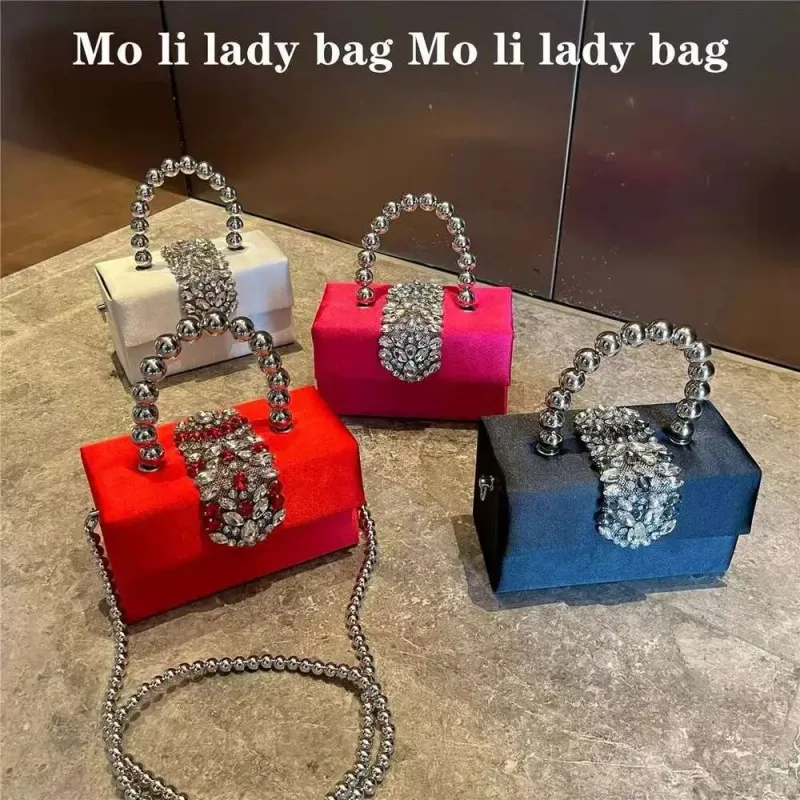 Borsa a mano da donna in raso, con cristalli quadrati e brillanti, con strass, da sera, per matrimonio, festa, pochette, borsa a tracolla_voghion.com