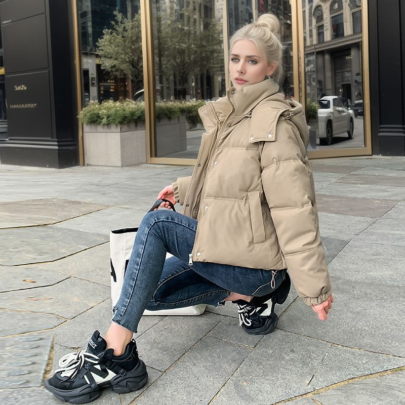 Women's short autumn and winter loose padded sheepskin bread coat_voghion.com