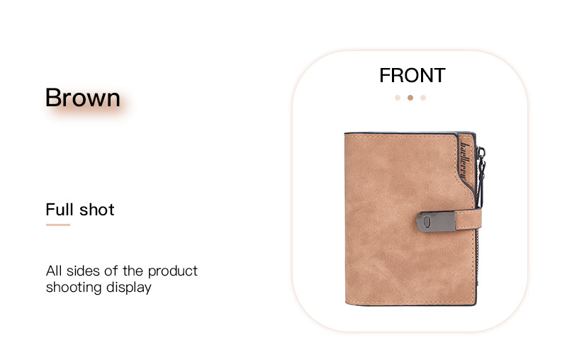 BAELLERRY new women's short wallet version with multiple card slots zipper coin purse buckle card bag men purse_voghion.com