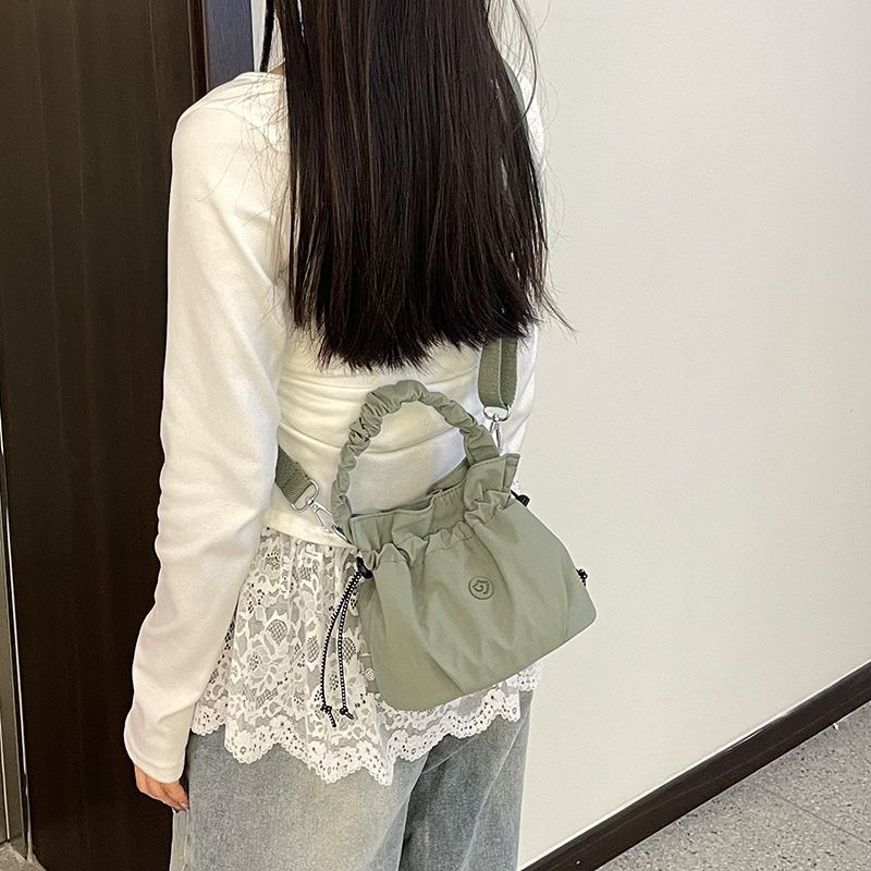 Mini borsa da donna, borsa a secchiello con coulisse in nylon alla moda, borsa a tracolla 2025 autunno/inverno nuovo_voghion.com