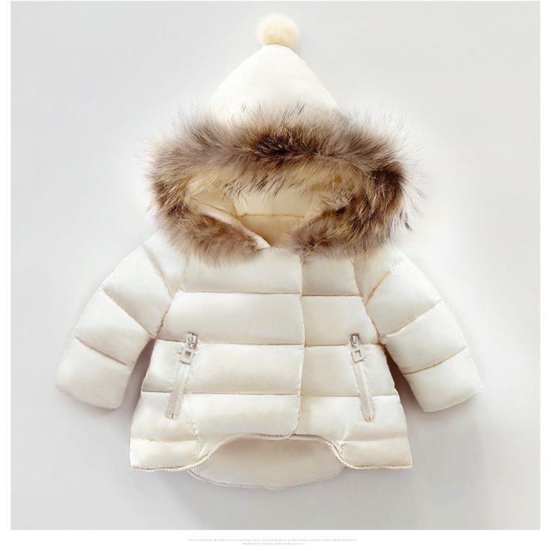 Wintermantel für Mädchen mit echtem Pelzkragen, warm wattierte Jacke für Kleinkinder und Kinder, Oberbekleidung mit Kapuze im koreanischen Stil_voghion.com