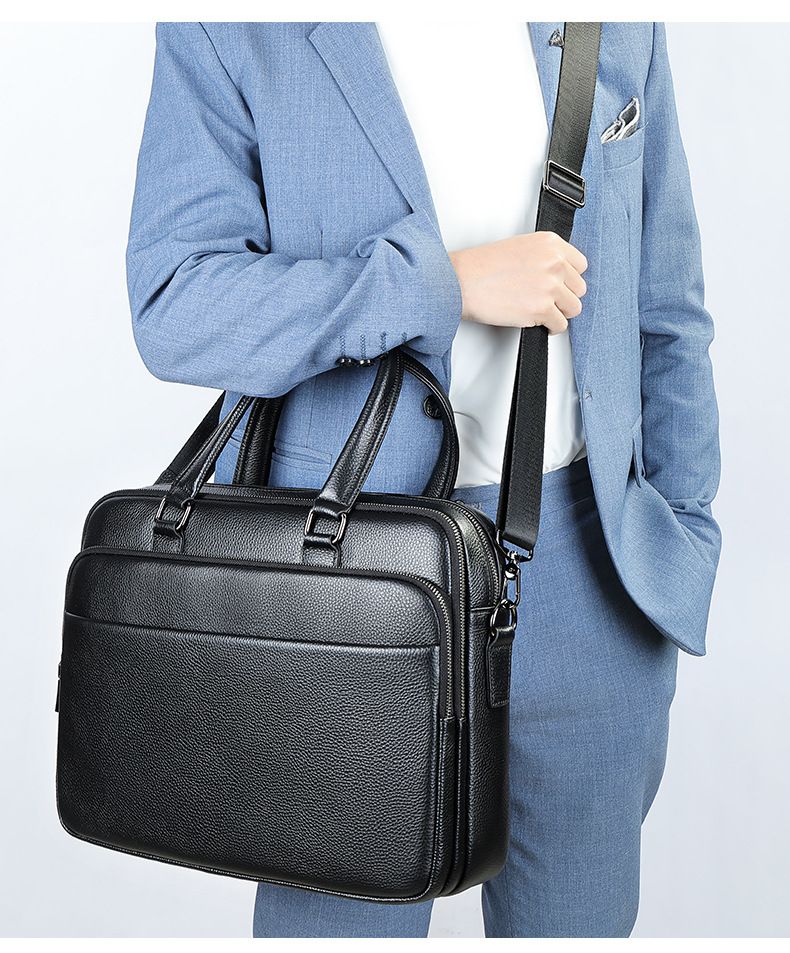 Men's Briefcase Business Genuine Leather Men's Handbag High End Messenger Bag High Quality Textured Business Bag Men_voghion.com