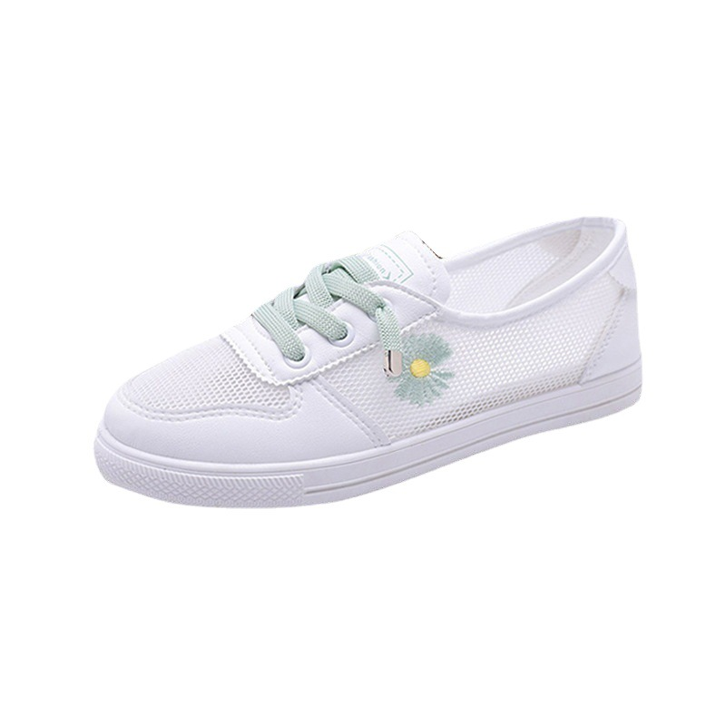 White For Women Summer 2025 New Casual Hollow Breathable Mesh Shoes Flat Sneakers Thin Korean Style Versatile_voghion.com