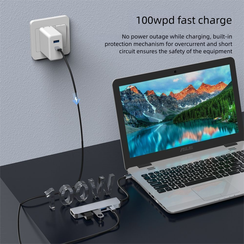 USB-C Docking Station To HDMI Multi-Function USB 3.0 Expander Type-C Expansion For Computer Monitor_voghion.com