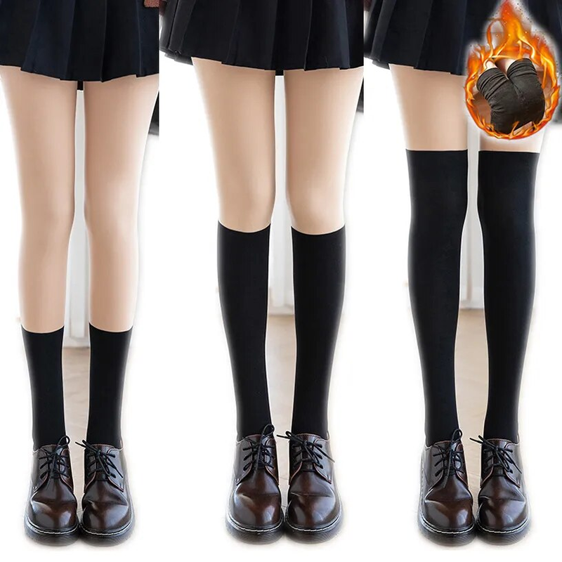 Lolita Winter Warm Pantyhose Women Sexy Fleece Tights Thermal Stocki Veet High Waist Elastic Thick Socks Female_voghion.com