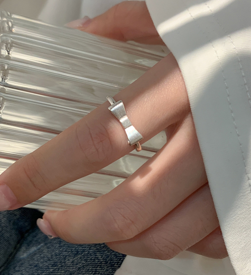 Sier VENUS Sterling Fashion Frosted Butterfly Ring Ladies Personality Simple Ring Jewelry Gift Wholesale_voghion.com