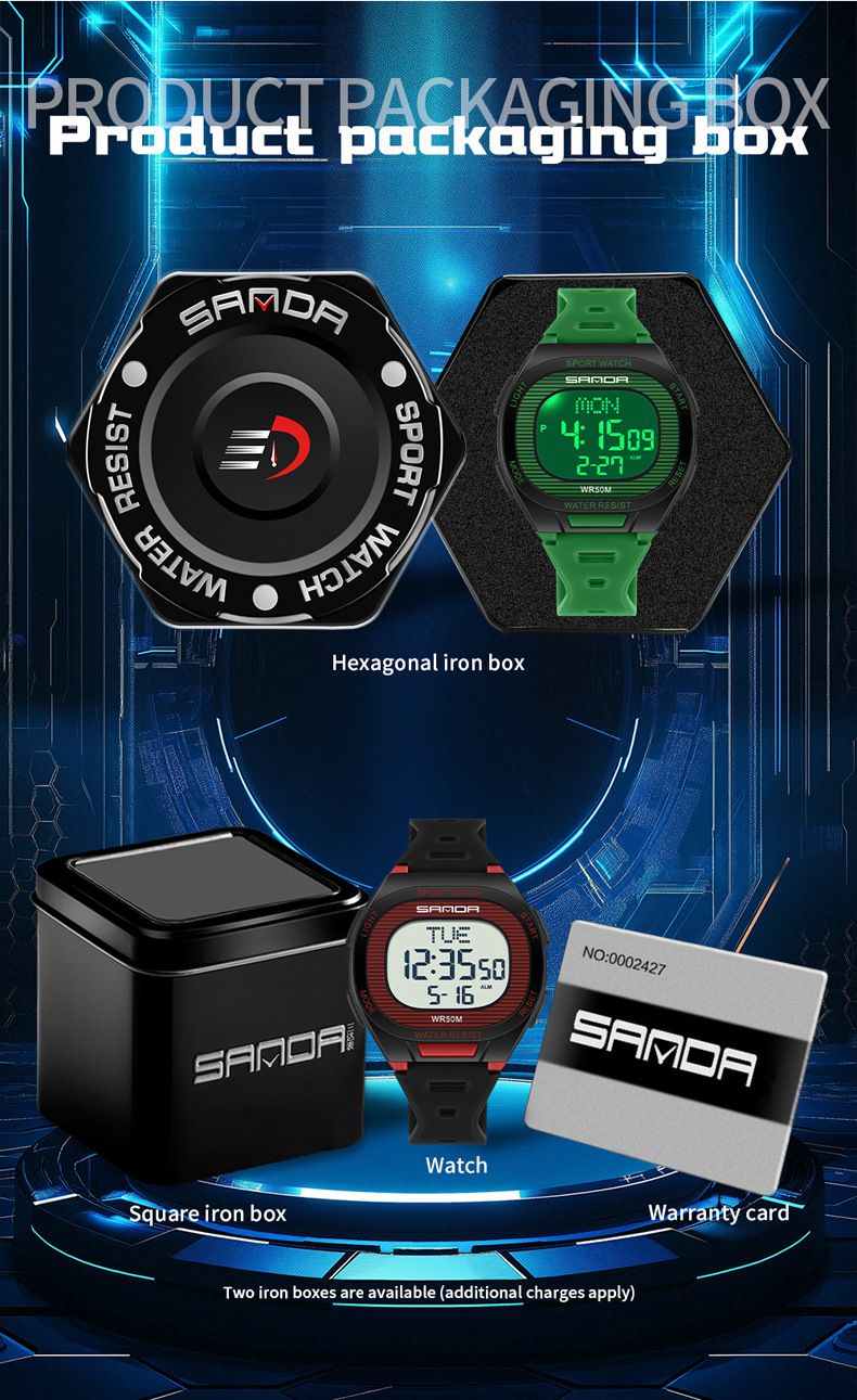 Orologio sportivo digitale da uomo e da donna con sveglia, impermeabile, multifunzione, retroilluminazione a LED, cronometro, timer per il conto alla rovescia, design leggero e di lusso_voghion.com
