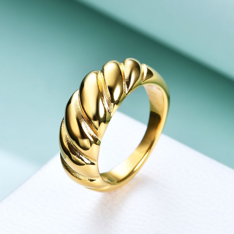 Men And Women's Jewelry 8MM Twist Design Stainless Steel Minimalist Ring, Vintage Geometric Unisex Band, Sizes 4-12 Bread Ring_voghion.com
