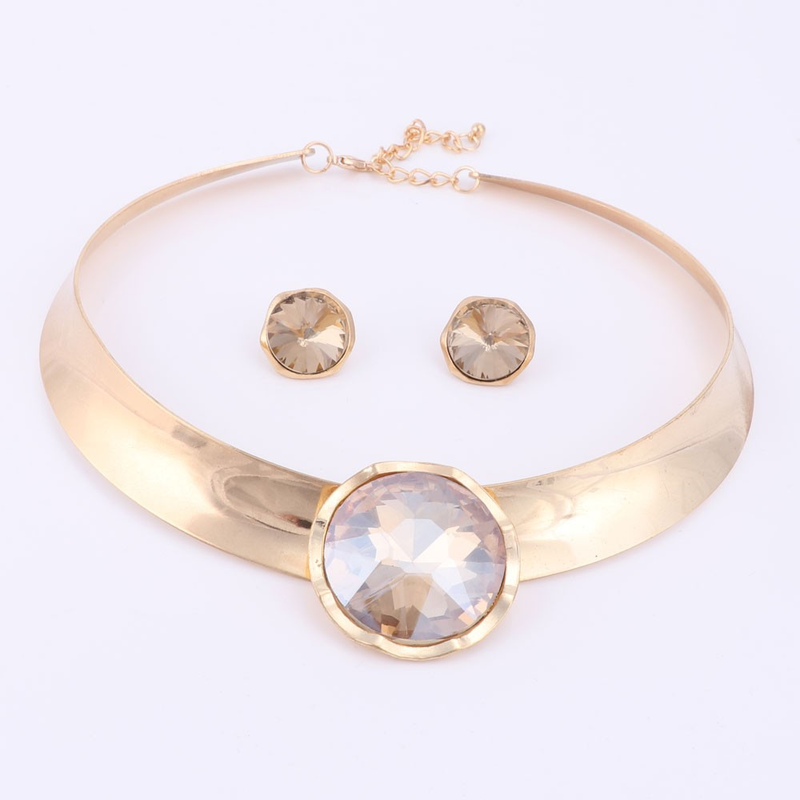 Kaklarota kulons Chunky Luxury Choker Unikāls Crystal paziņojums Kaklarota Auskari Sievietes Party rotaslietas komplekti_voghion.com