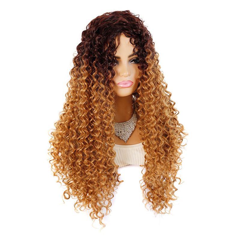Matte realistic corn perm long curly hair wig head wool curl middle long hair wig head fluffy curly hair wig_voghion.com