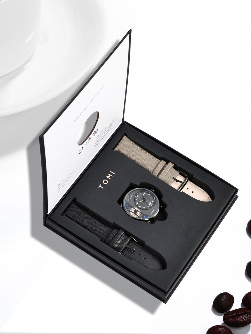 Men's Classic Quartz Watch With Genuine Leather Strap, Minimalist Design, Stainless Steel Buckle, Perfect For Business And Casual Wear_voghion.com