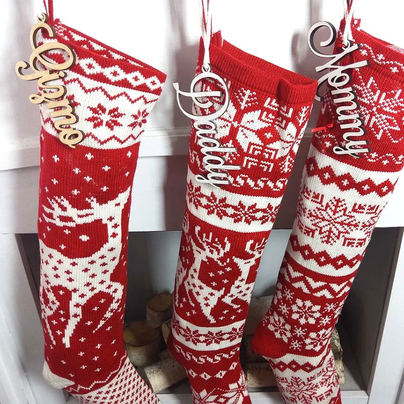 Personalized Stocking Wood Letters Custom White Name Tags Christmas Rustic Country Farmhouse Cutout_voghion.com