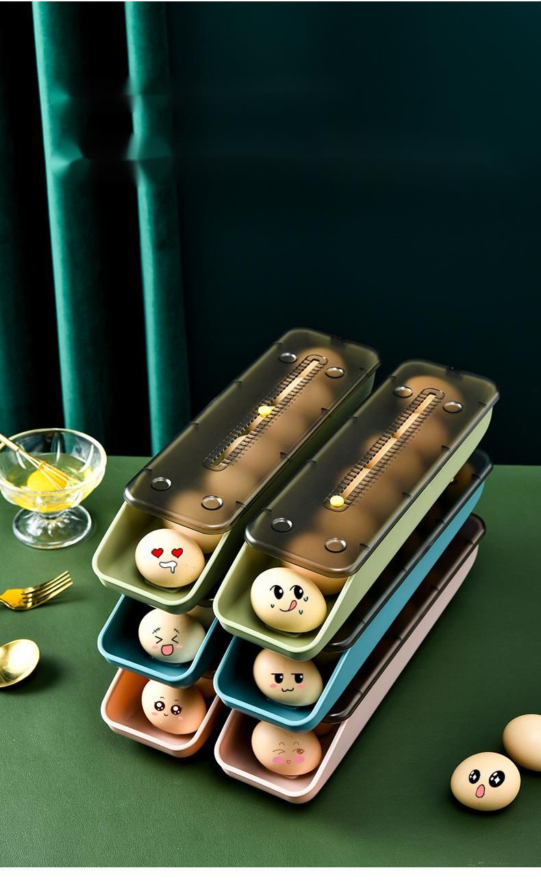 Refrigerator Fresh-Keeping Storage Creative Automatic Roller Household Kitchen Portable Egg Box Shockproof Anti-drop_voghion.com