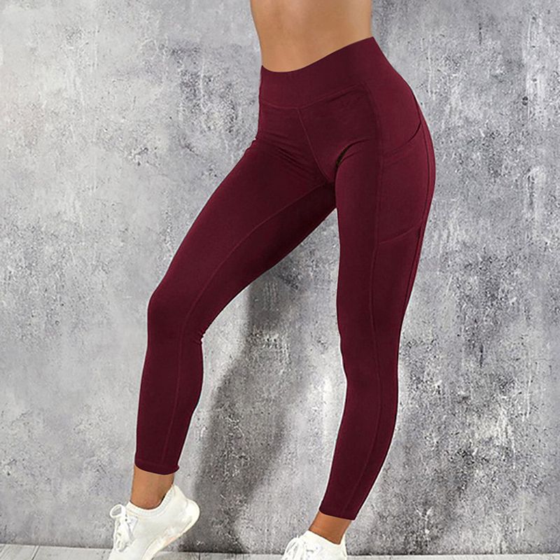 Leggings femininas com bolsos para ioga, calças de corrida, elásticas, esportivas, plus size, calças de ginástica para mulheres_voghion.com