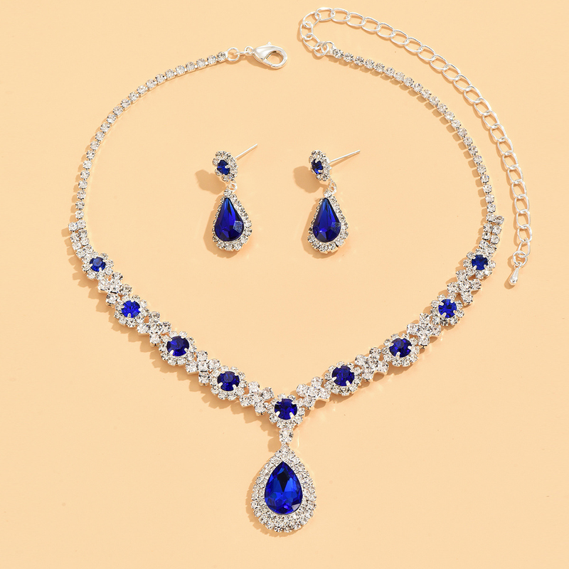 Collana e orecchini a goccia in cristallo di alta qualità, nuovi gioielli alla moda per donna_voghion.com