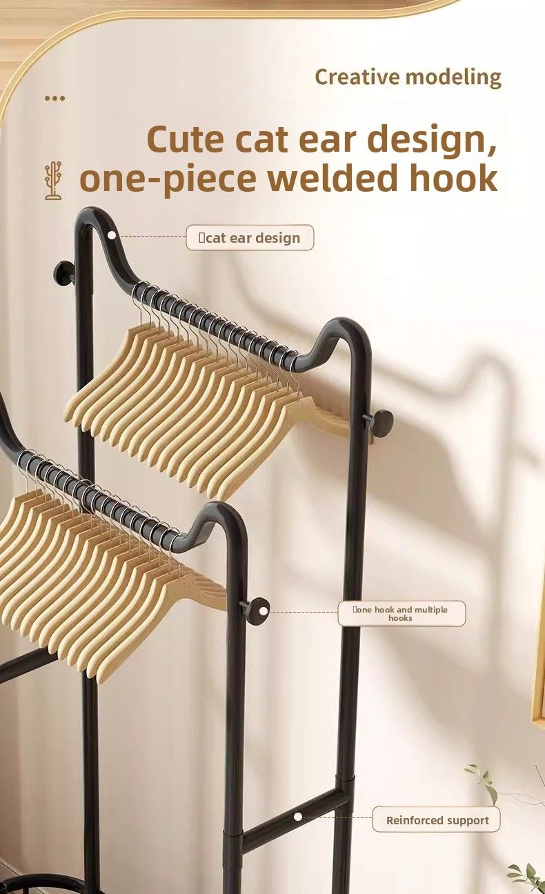 Schlafzimmer Bodenstehender Mantel Beweglicher Platzsparender Eingangsbereich Lagerregal Integriertes Wandmontiertes Wäschetrocknungsartefakt_voghion.com