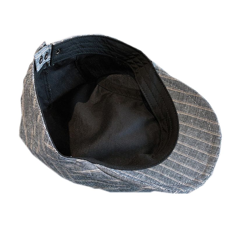 Vendita calda SHOWERSMILE Berretto estivo a righe in lino piatto da uomo nero stile britannico berretto da giornalaio con becco d'anatra regolabile cappelli da guida_voghion.com