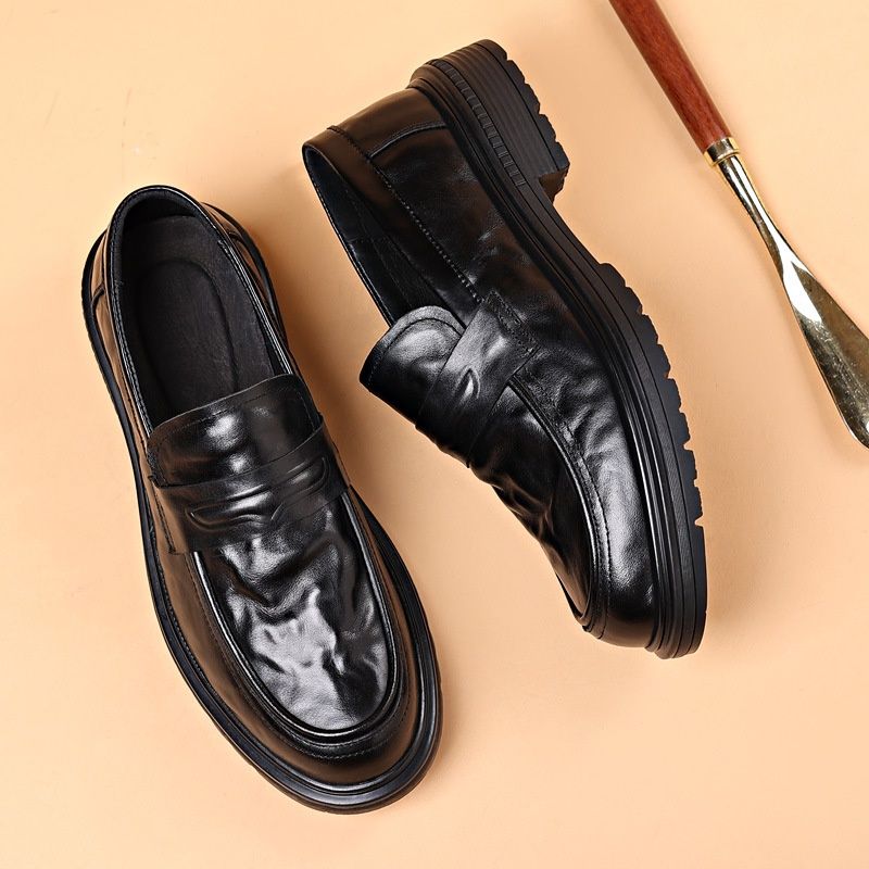 Voyage Summer New Men's Casual Genuine Leather Slip-On Breathable Derby Shoes_voghion.com