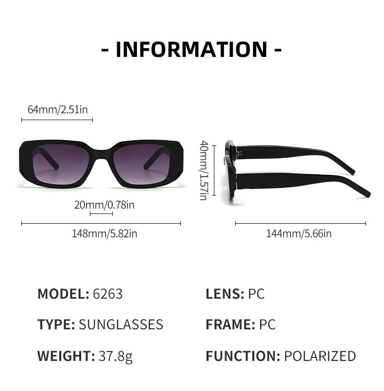 Lunettes de soleil unisexes tendance, monture carrée décontractée, idéales pour le shopping et la conduite, 6263_voghion.com