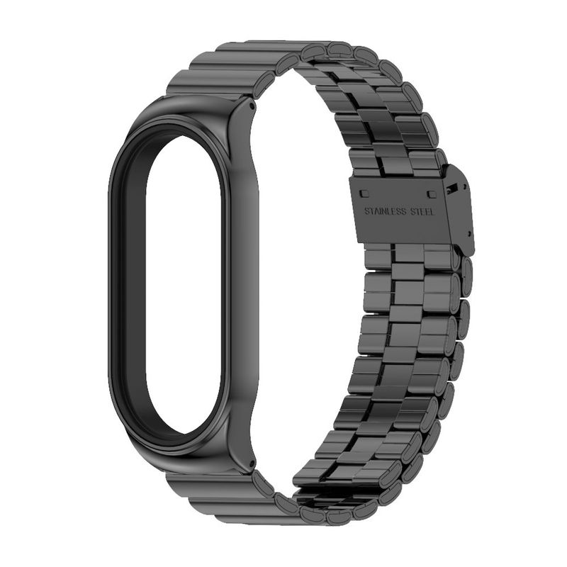 Til Xiaomi Mi Band 7/7 NFC MIJOBS CS bambusspænde rustfrit stål urrem (sort)_voghion.com