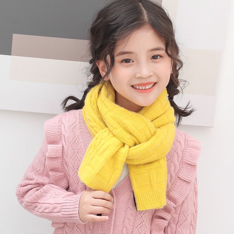 Girl boy's pure color Korean version scarf autumn winter, cute children's scarf, thickened and warm for 2-10 years old_voghion.com