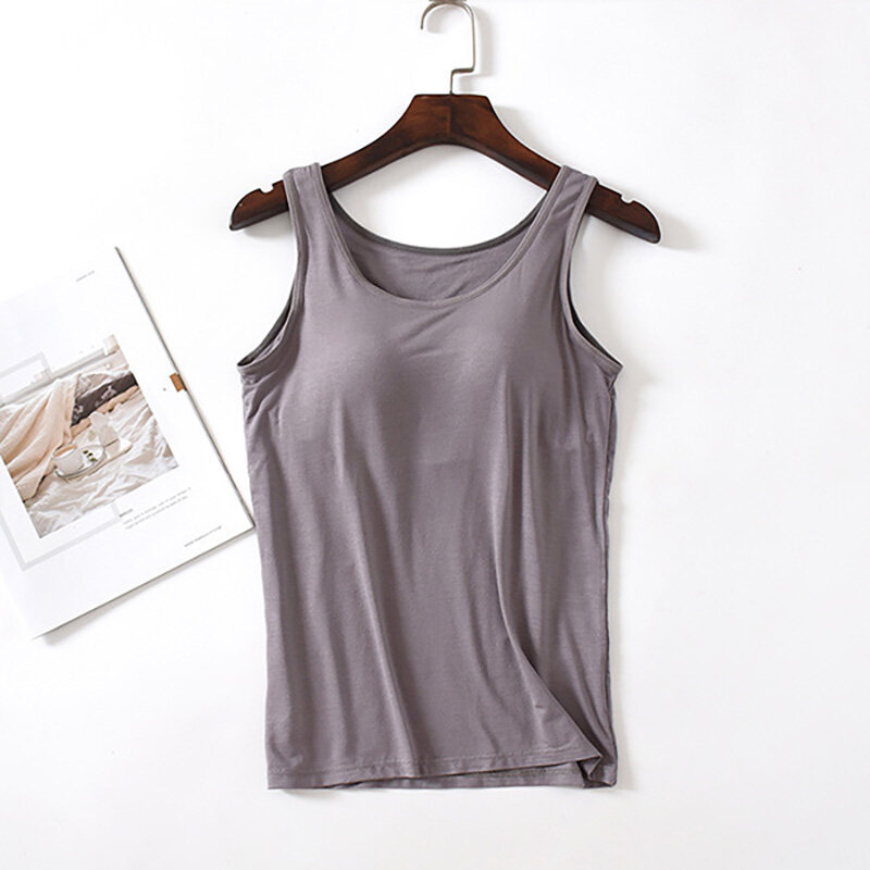 SUPERFLOWER Canotta da Donna Materiale Modale Reggiseno Incorporato Imbottito Elasticizzato Traspirante Canotta Fiess Top Solido Push Up_voghion.com