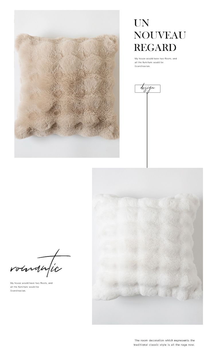 Dicker Plüsch-Kissenbezug 18x18 Dekokissenbezüge Creme Weiche Dekokissen Für Couch Sofa Schlafzimmer Kissenhülle_voghion.com