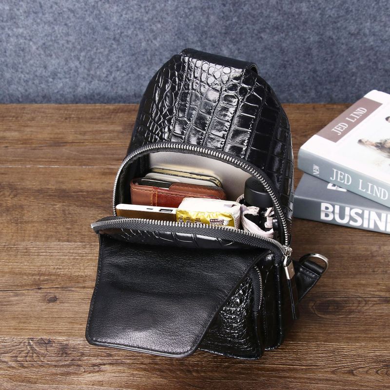 Krokodilknochenmuster Herren-Brusttasche Krokodilkrallen-Brusttasche Upgraded Edition Diagonale Umhängetasche_voghion.com