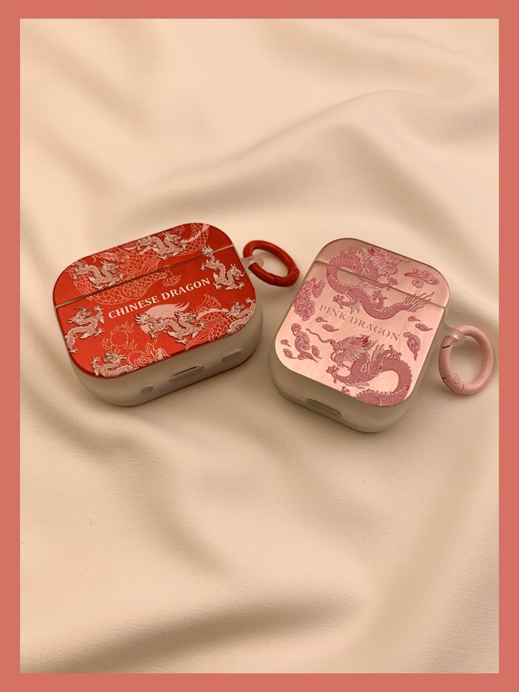 Ochranné pouzdro Ins z galvanicky pokoveného červeného čínského Loongu pro Airpod 3 je vhodné pro bezdrátová sluchátka Airpods Pro s měkkým pláštěm._voghion.com