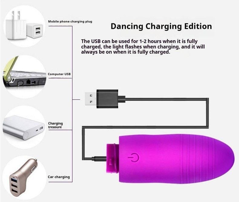 Dansende alv Hopper egg USB-lading Trådløs fjernkontroll Variabel frekvens Kvinnelig onanienhet Vibrasjon_voghion.com
