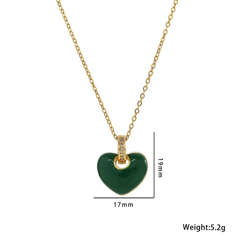 Nuova collana con ciondolo a forma di cuore in smalto giapponese coreano per donna, semplice e alla moda, versatile cuore da ragazza_voghion.com