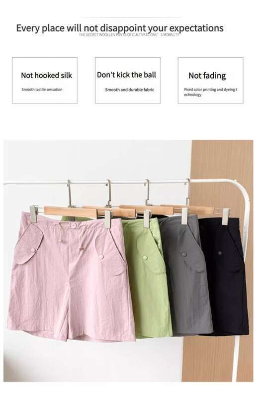 Pantaloncini da lavoro rosa da donna, estivi, larghi, sottili, ad asciugatura rapida, casual, a vita alta e gamba larga, cinque quarti_voghion.com