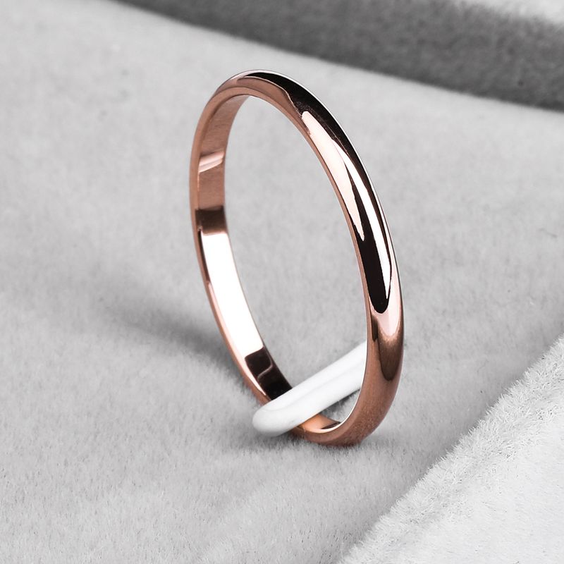 Moda KNOCK Titanio Acciaio Oro Rosa Anti-allergia Liscio Semplice Matrimonio Coppie Anelli Bigiotteria per Uomo o Donna Regalo_voghion.com