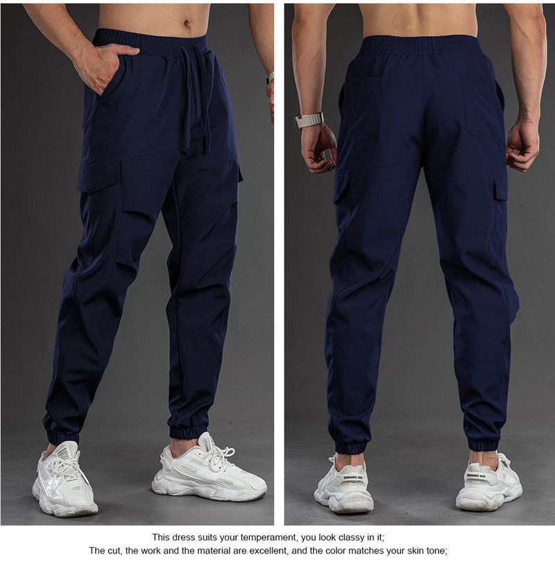 Herren-Cargo-Jogginghose – Stretch-Polyester, praktisches Design mit mehreren Taschen (4 Farben, M-XXXL)_voghion.com