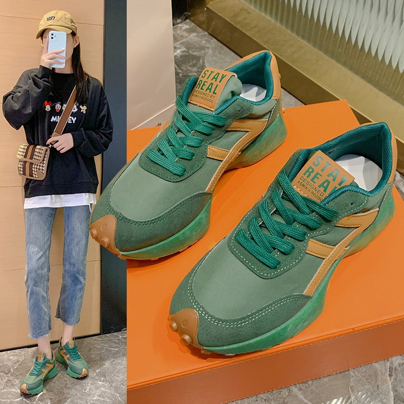 Kleine Taille Sportschuhe Damen 2023 Frühling und Herbst neue Single Casual Papa Schuhe laufen leicht atmungsaktiv plus Samt Forrest Gump_voghion.com