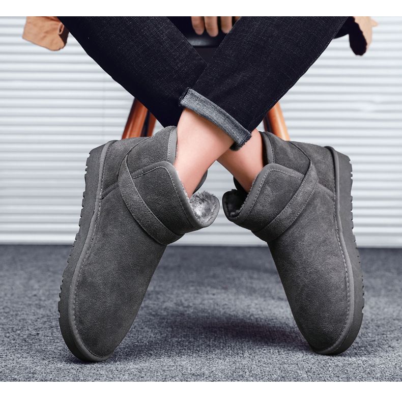 Botas de nieve de piel auténtica con hebilla para hombre: zapatos de invierno antideslizantes con forro de felpa para máxima calidez._voghion.com