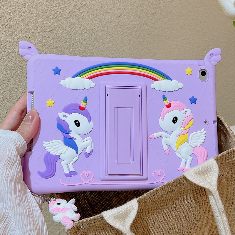 3D Unicorn Soft Case til iPad 10.2 9. 2021 8. 7. Til ipad air5 air4 10.9 Air 2 Pro 11 Mini6 Mini 4 5 Børneetui med holder_voghion.com