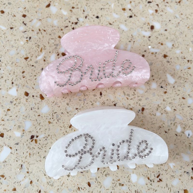 French Elegant Rhinestone Letter Acrylic Hair Clip Large High End Back Of The Head Clip Valentine's Day Hair Clip Hair Accessories_voghion.com