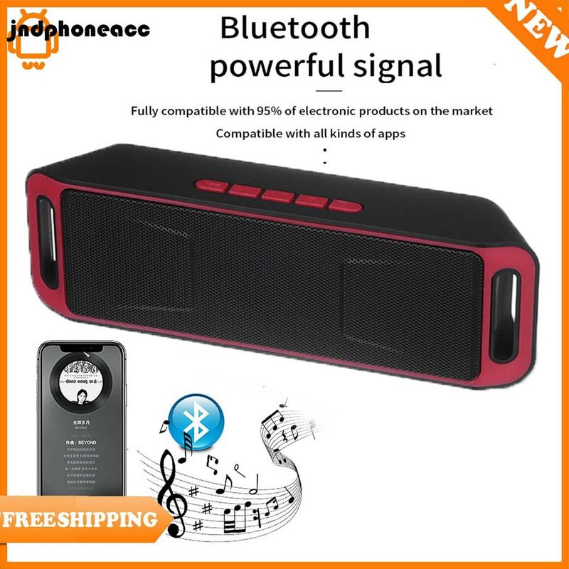 Enceinte Bluetooth LOUD sans fil, stéréo, basses, USB/TF, mini haut-parleurs d'extérieur, rouge_voghion.com