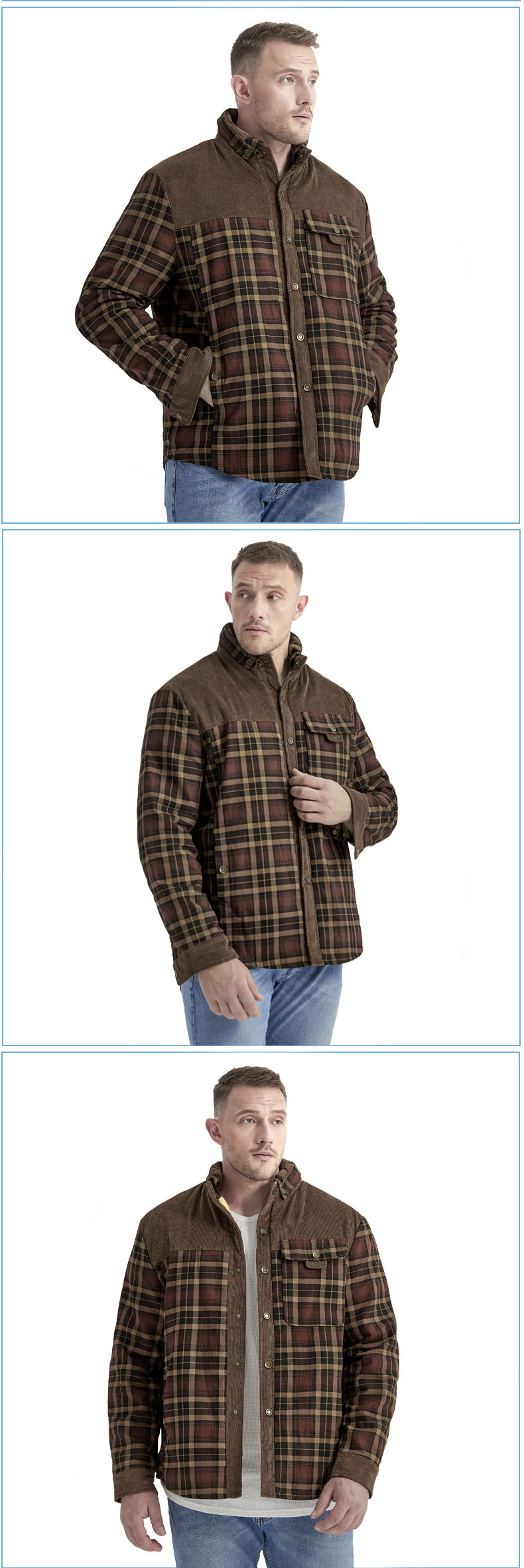 Camicia a quadri americana da uomo, giacca invernale calda in puro cotone, oversize e felpata_voghion.com