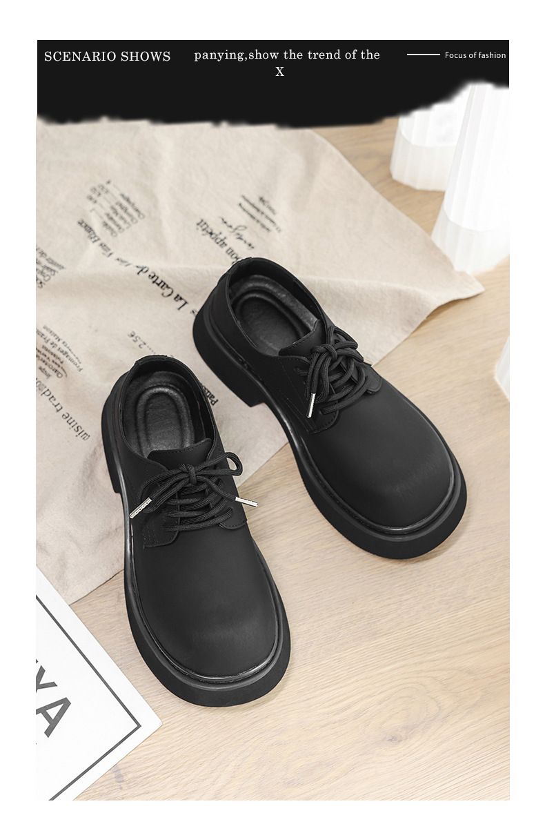 Chaussures Derby Voyage 30617 pour homme, modèle haut de gamme à semelle épaisse noire, tendance, collection 2025, en cuir rehaussant la silhouette._voghion.com