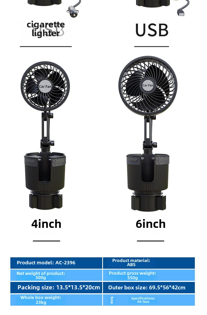 Autozubehör, neuer Auto-Wasserbecherhalter, Ventilator, großer Vakuumbecherhalter, großer LKW-Van-Autoventilator_voghion.com