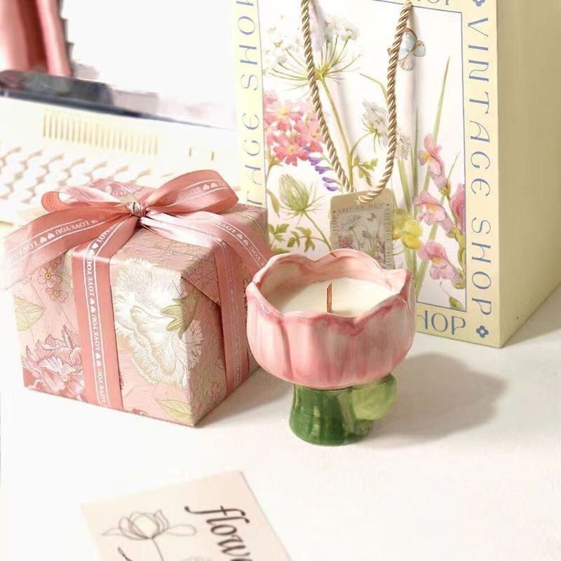 Candela profumata al tulipano, a lunga durata, per la stanza del migliore amico, per il compleanno, per la camera da letto, per ragazze, confezione regalo pratica_voghion.com