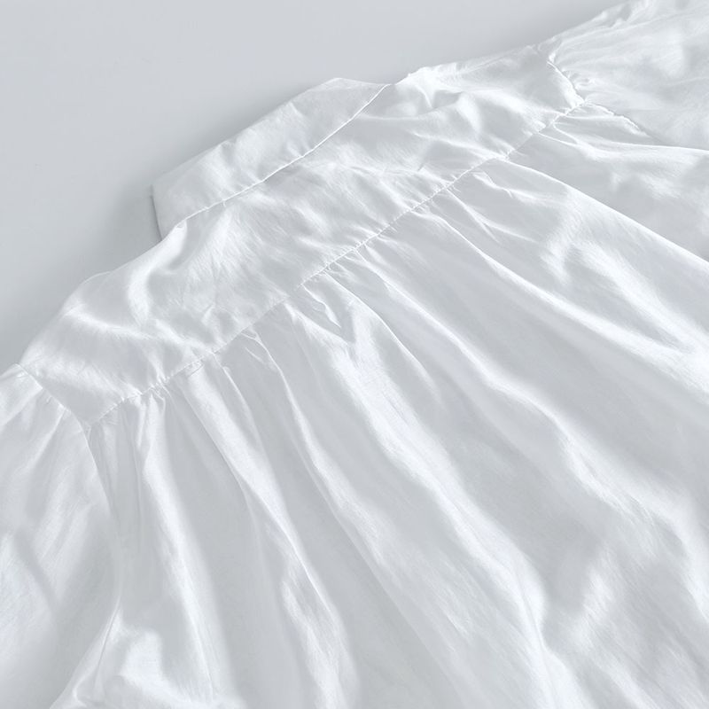 Camicia da donna in tinta unita, elegante e leggera, in stile francese, di alta qualità, primaverile, sexy e trasparente_voghion.com