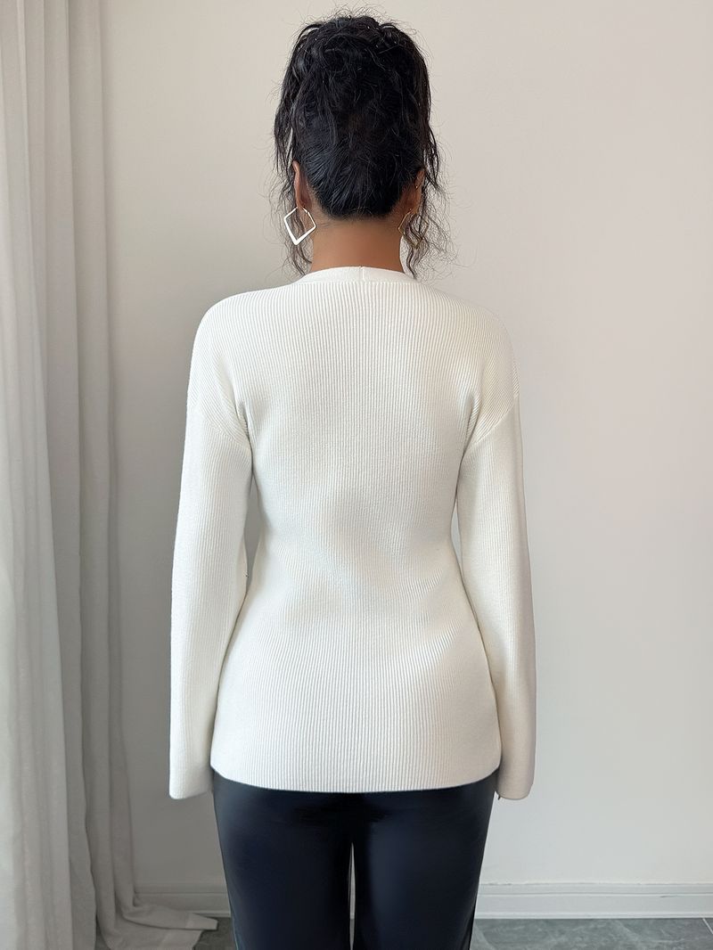 Elegante canotta in maglia con scollo a V – Cardigan a coste a maniche lunghe (S-XL, misto rayon traspirante, capo essenziale dall'ufficio al bar)_voghion.com
